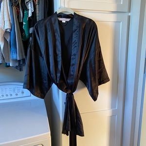 Victorians Secret black silk robe, one size